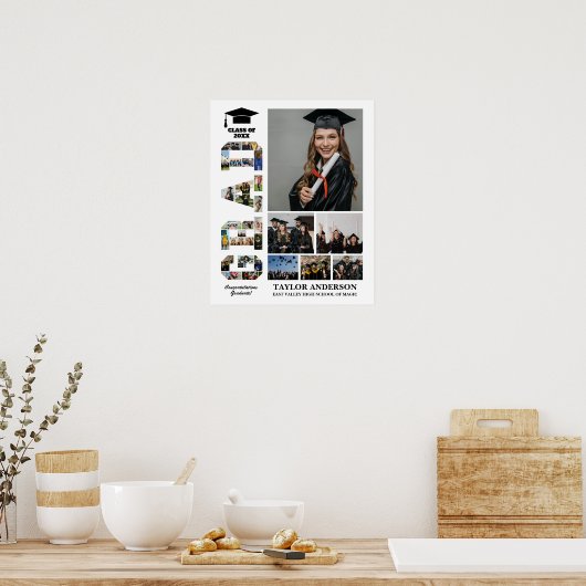 卒業クラスのシニア卒業式の日DIYフォトコラージュ ポスター (キッチン)