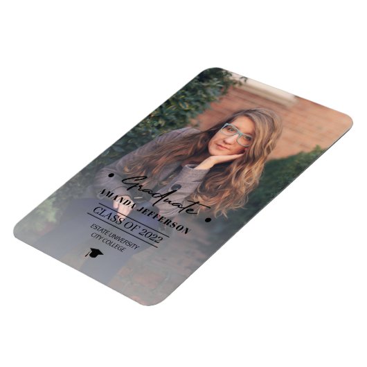 卒業クラスの学校の写真パーソナライズされたの間 マグネット (左側)