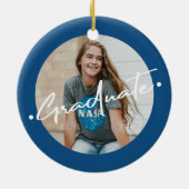 卒業クラスの年と学校の卒業写真 セラミックオーナメント (裏面)