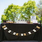 卒業クラスの白黒と金ゴールドグリッター バンティングフラッグ