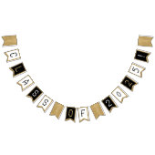 卒業クラスの白黒と金ゴールドグリッター バンティングフラッグ (全)