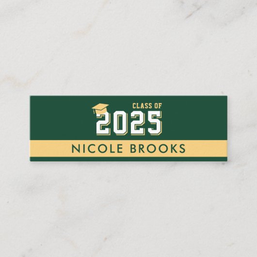 卒業クラスの緑の金ゴールド連絡情報名 スキニー名刺 (正面)