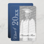 卒業クラスの青い卒業写真 招待状 (正面/裏面)