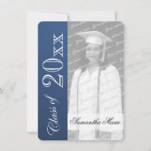 卒業クラスの青い卒業写真 招待状 (正面)