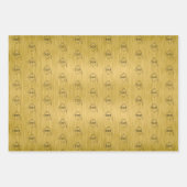 卒業クラスの黒い金ゴールドパタスタイリッシューン ラッピングペーパーシート (正面3)