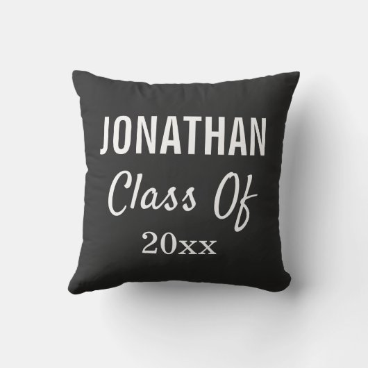 卒業クラスイヤー黒モダンタイポグラフィ クッション (裏面)