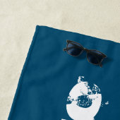 卒業クラスグランジタイポグラフィブルーモノグラム ビーチタオル (インサイチュ)