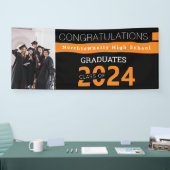 卒業クラスブラックオレンジ写真卒業 横断幕 (トレードショー)