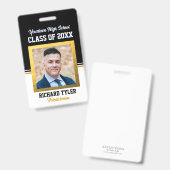 卒業クラス再会 黒と金 フォトIDバッジ バッジ (正面＆裏面)