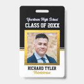 卒業クラス再会 黒と金 フォトIDバッジ バッジ (正面)