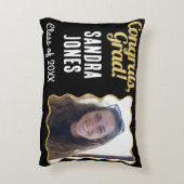 卒業クラス名パーソナライズされた年黒金ゴールド アクセントクッション (裏面(縦))