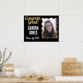 卒業クラス名パーソナライズされた年黒金ゴールド ポスター (キッチン)