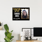 卒業クラス名パーソナライズされた年黒金ゴールド ポスター (ホームオフィス)