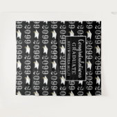 卒業クラス年おめでとうフォトオプブラック タペストリー (正面(横))