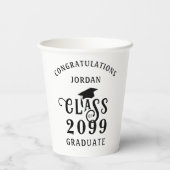 卒業クラス年おめでとう名カスタムの色 紙コップ (裏面)