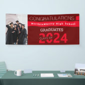 卒業クラス赤ブルゴーニュ写真卒業 横断幕 (トレードショー)