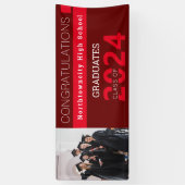 卒業クラス赤ブルゴーニュ写真卒業 横断幕 (縦)