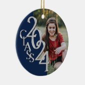 卒業クラス2020フォトブルーシルバー セラミックオーナメント (右)