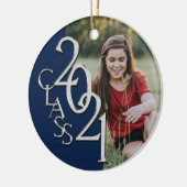 卒業クラス2021フォトブルーシルバー セラミックオーナメント (左)