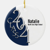 卒業クラス2021フォトブルーシルバー セラミックオーナメント (裏面)