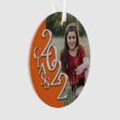 卒業クラス2022フォトオレンジ色のシルバーオーナメント オーナメント (正面)