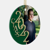 卒業クラス2022フォトグリーンと金ゴールド セラミックオーナメント (右)