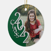 卒業クラス2022フォトグリーン銀セラミック セラミックオーナメント (左)