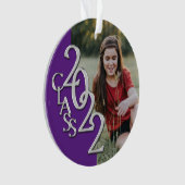 卒業クラス2022フォトパープルシルバーオーナメント オーナメント (正面)