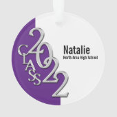 卒業クラス2022フォトパープルシルバーオーナメント オーナメント (裏面)