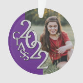 卒業クラス2022フォトパープルシルバーオーナメント オーナメント (正面)