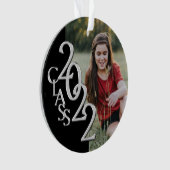 卒業クラス2022フォトブラックシルバーオーナメント オーナメント (正面)