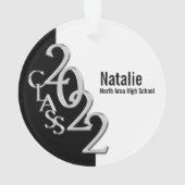 卒業クラス2022フォトブラックシルバーオーナメント オーナメント (裏面)