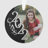 卒業クラス2022フォトブラックシルバーオーナメント オーナメント (正面)