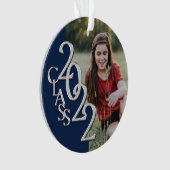 卒業クラス2022フォトブルーシルバーオーナメント オーナメント (正面)