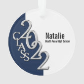 卒業クラス2022フォトブルーシルバーオーナメント オーナメント (裏面)