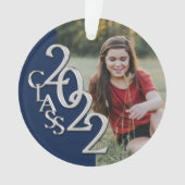 卒業クラス2022フォトブルーシルバーオーナメント オーナメント (正面)