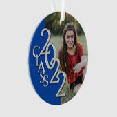 卒業クラス2022フォトブルーシルバー オーナメント (正面)