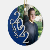 卒業クラス2022フォトブルーシルバー セラミックオーナメント (左)