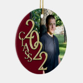 卒業クラス2022 Photo Burgundy with金ゴールドCer セラミックオーナメント (右)