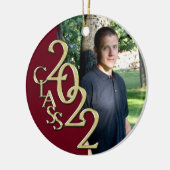 卒業クラス2022 Photo Burgundy with金ゴールドCer セラミックオーナメント (左)