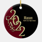 卒業クラス2022 Photo Burgundy with金ゴールドCer セラミックオーナメント (裏面)