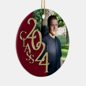 卒業クラス2022 Photo Burgundy with 金ゴールド セラミックオーナメント (右)