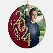 卒業クラス2022 Photo Burgundy with 金ゴールド セラミックオーナメント (左)