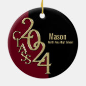 卒業クラス2022 Photo Burgundy with 金ゴールド セラミックオーナメント (裏面)