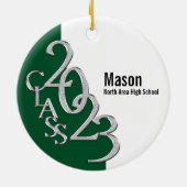 卒業クラス2023フォトグリーンとシルバー セラミックオーナメント (裏面)