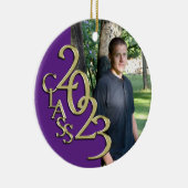卒業クラス2023フォトパープルと金ゴールド セラミックオーナメント (右)