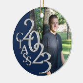 卒業クラス2023フォトブルーとシルバー セラミックオーナメント (左)