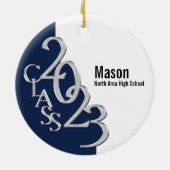 卒業クラス2023フォトブルーとシルバー セラミックオーナメント (裏面)