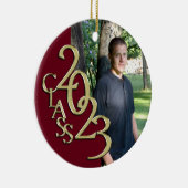 卒業クラス2023フォトマルーンと金ゴールド セラミックオーナメント (右)