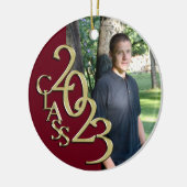 卒業クラス2023フォトマルーンと金ゴールド セラミックオーナメント (左)